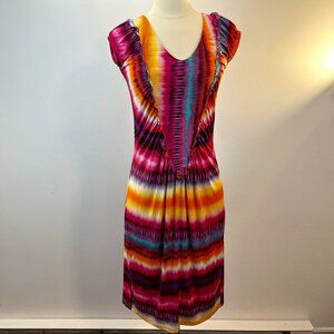 Vin Rouge Women's Colorful V-Neck Sleeveless Dress - Size Medium